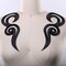 Black Swirl Embroidered Iron On Applique Pair 9"Size for Elegant Costumes and Gowns